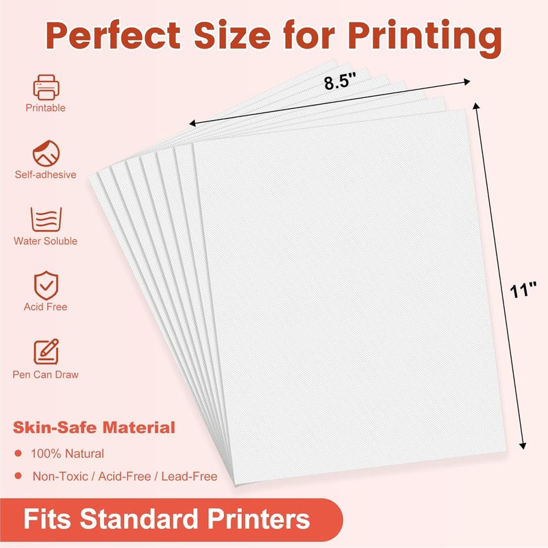 Captain Blues 15PCS 8.5"x11" Sticky Water Soluble Stabilizer for Embroidery - Medium Weight Wash Away Embroidery Stabilizer, Printable & Draw-Ready Patterns for Hand & Machine Embroidery - Image 2